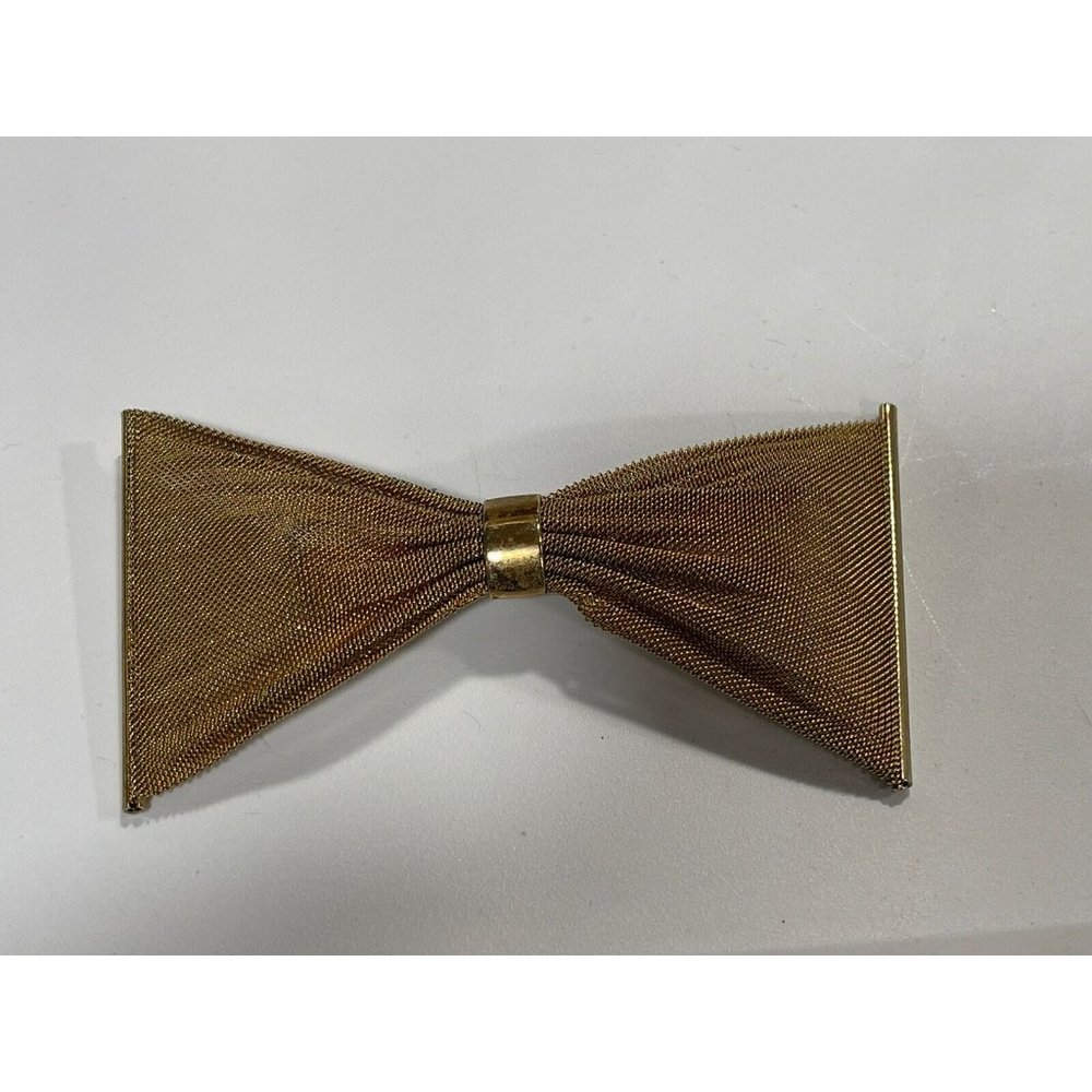 Vintage Mesh Gold Colored Metal Barrette J33